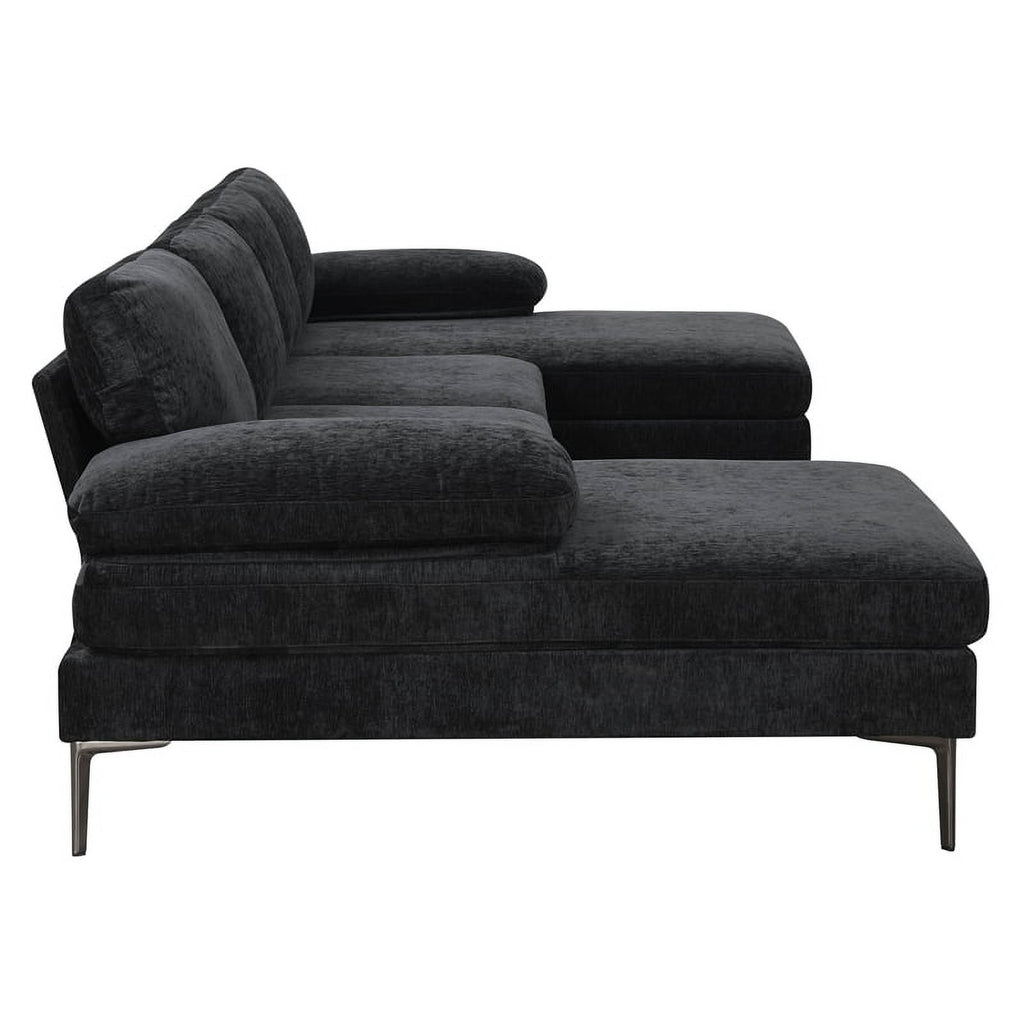 Black Upholstered Sectional L498