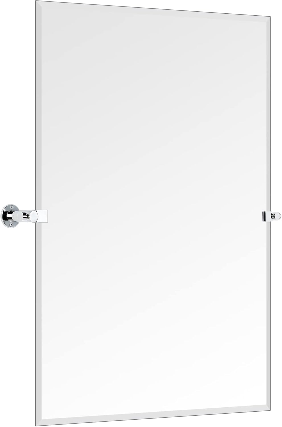 Frameless Beveled Pivot Bathroom Vanity Mirror with Chrome Metal Brackets, Tilting Rectangle Wall Mirror 20X30'' O540240