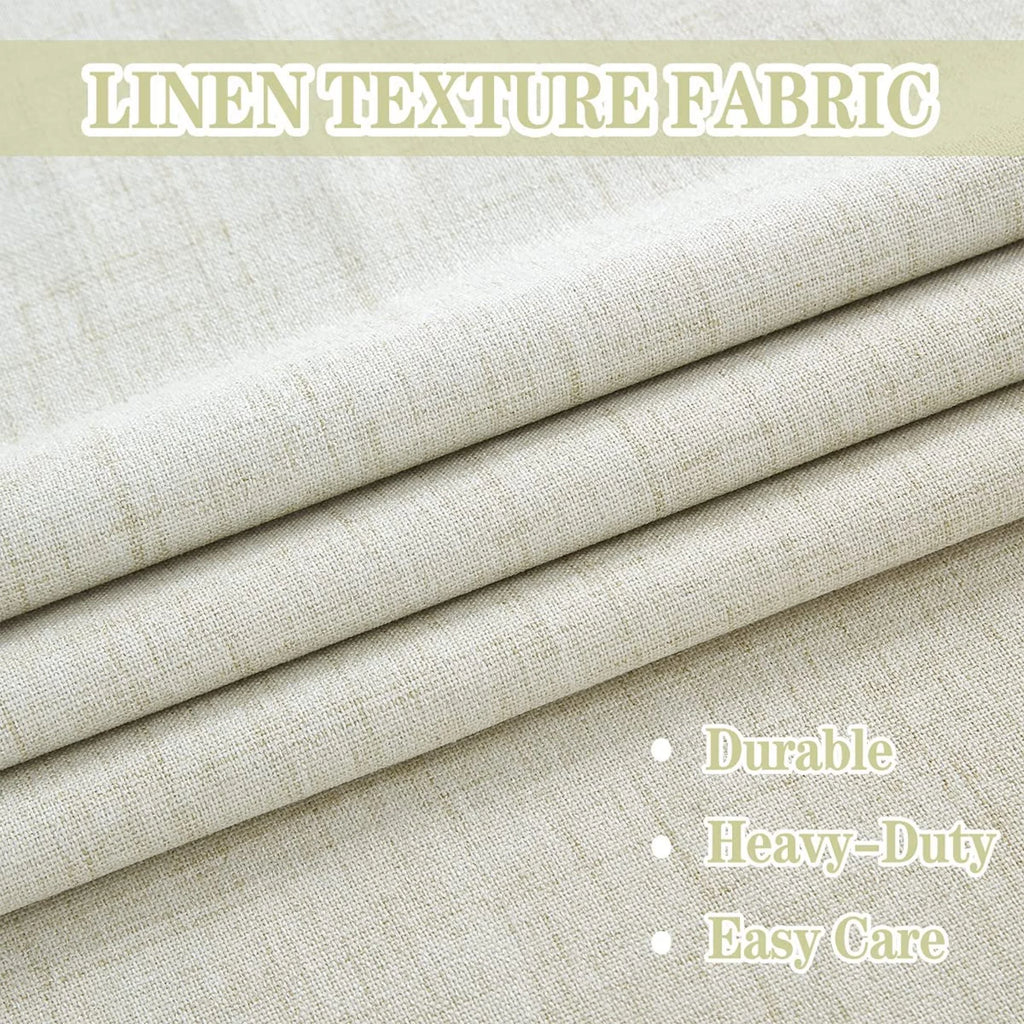 Natural Linen Blackout Curtains 84"Lx52"W Ivory Grommet Top, 2 E589142