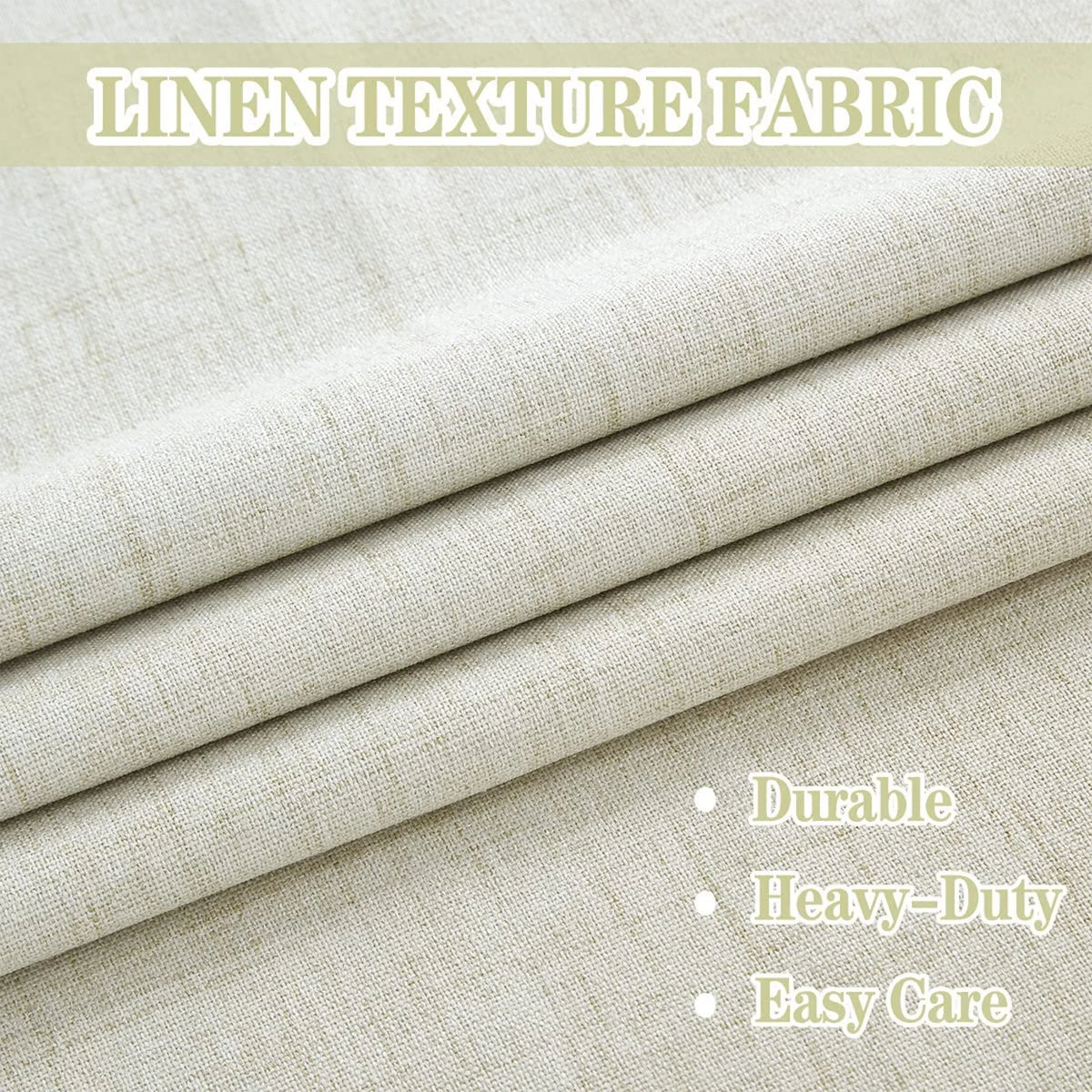 Natural Linen Blackout Curtains 84"Lx52"W Ivory Grommet Top, 2 E589142