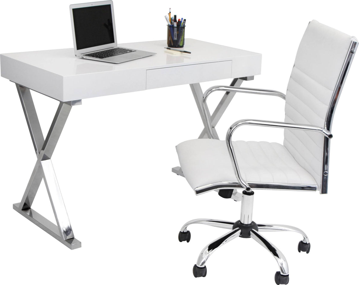 White Luster Desk V150
