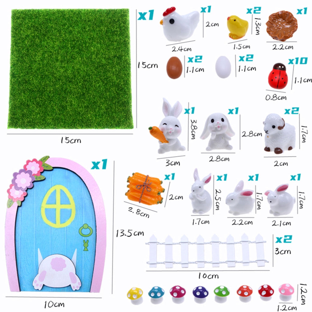 Dollhouse Miniature Easter Rabbit Door Model Photo Props P7354