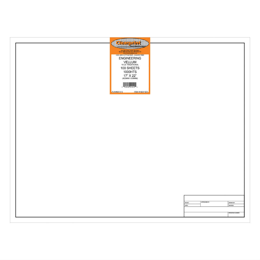 17 x 22 Unprinted Vellum 100-Sheet-Pack M626
