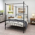 Full Size Metal Canopy Bed Frame Black J546