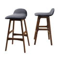 Upholstered Barstools Set of 2, Charcoal and Natural Walnut J63445