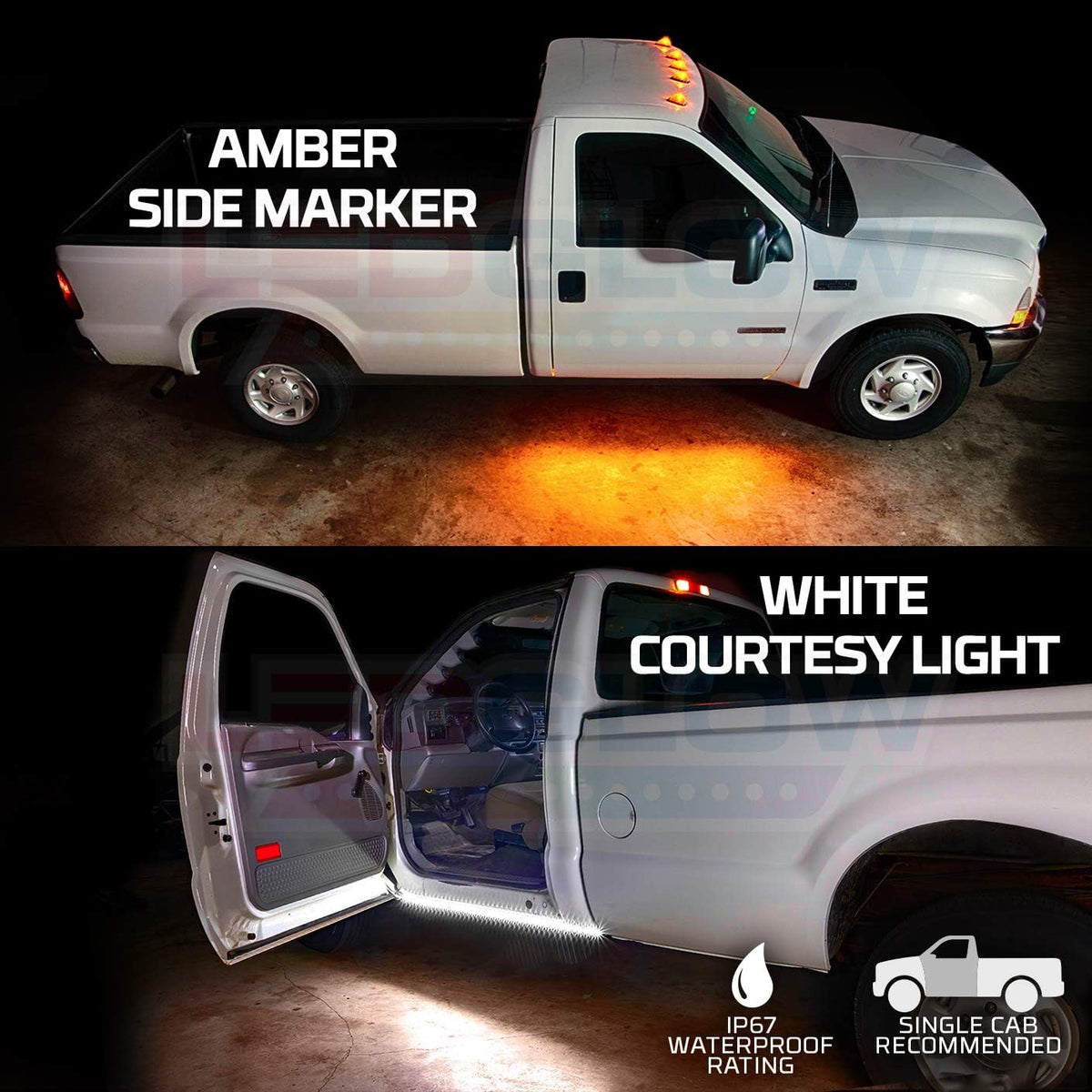 52 Truck LED Running Board Light Amber Side Marker Kit with White Courtesy Lights T81005