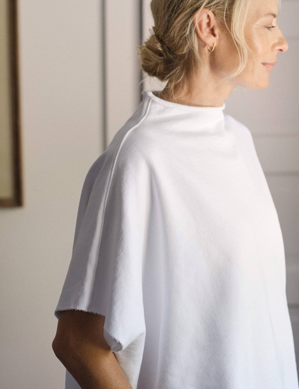 White Funnel Neck Capelet N2837