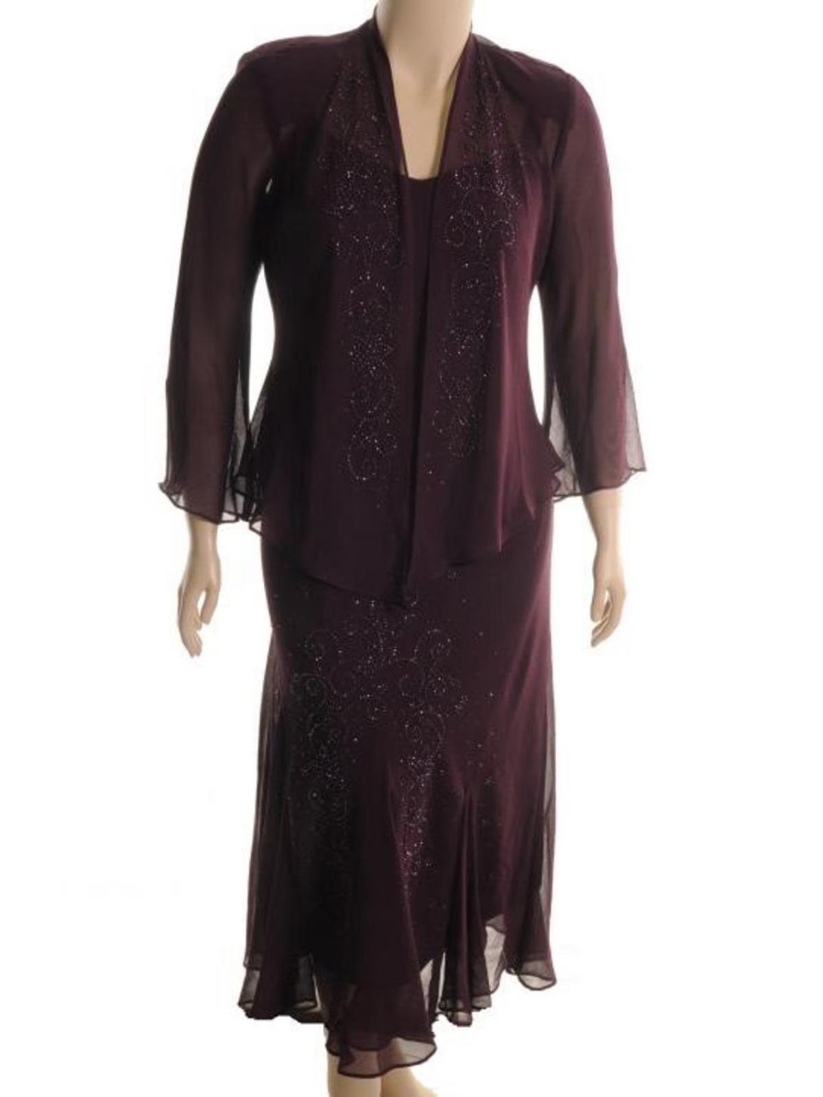Chiffon Sleeveless Dress With Cardigan R7579