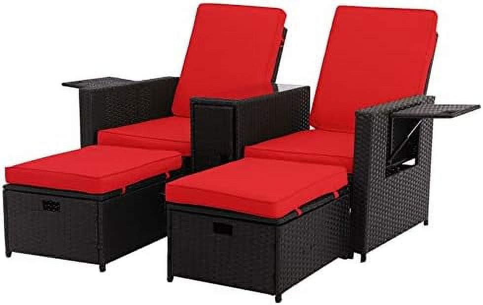 Outdoor Rattan Loveseat with Ottoman Footrest X14645