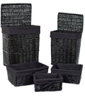 Woven Willow Baskets with Liner, Set of 5, Rectangular Storage Bins with Lids I186729