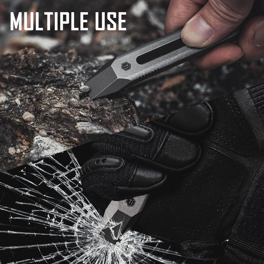 Titanium EDC Pry Bar Multi Tool with Screw Bit Driver & Pocket Clip Pack of 2 L955737