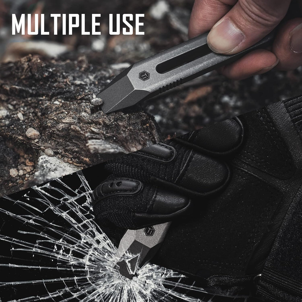 Titanium EDC Pry Bar Multi Tool with Screw Bit Driver & Pocket Clip Pack of 2 L955737
