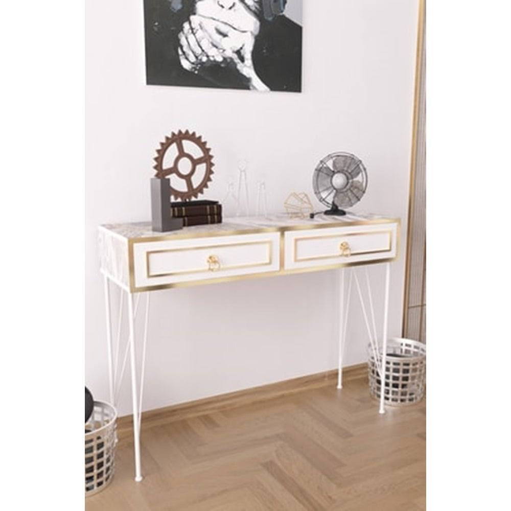 Black 2-Drawer Sideboard with Metal Legs N720