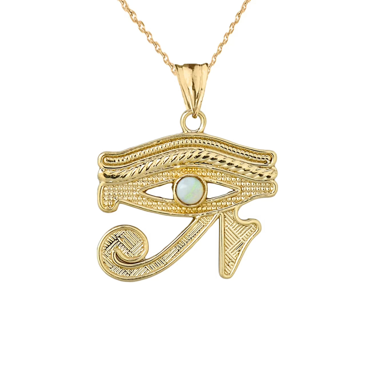 10K Yellow Gold Opal Center Stone Pendant Necklace with 20" chain Q18514
