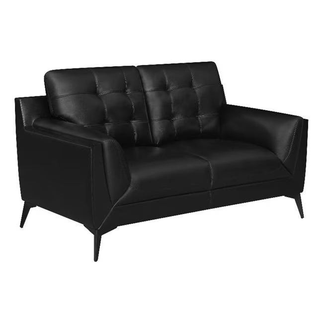 Black Vegan Faux Leather Loveseat N55352