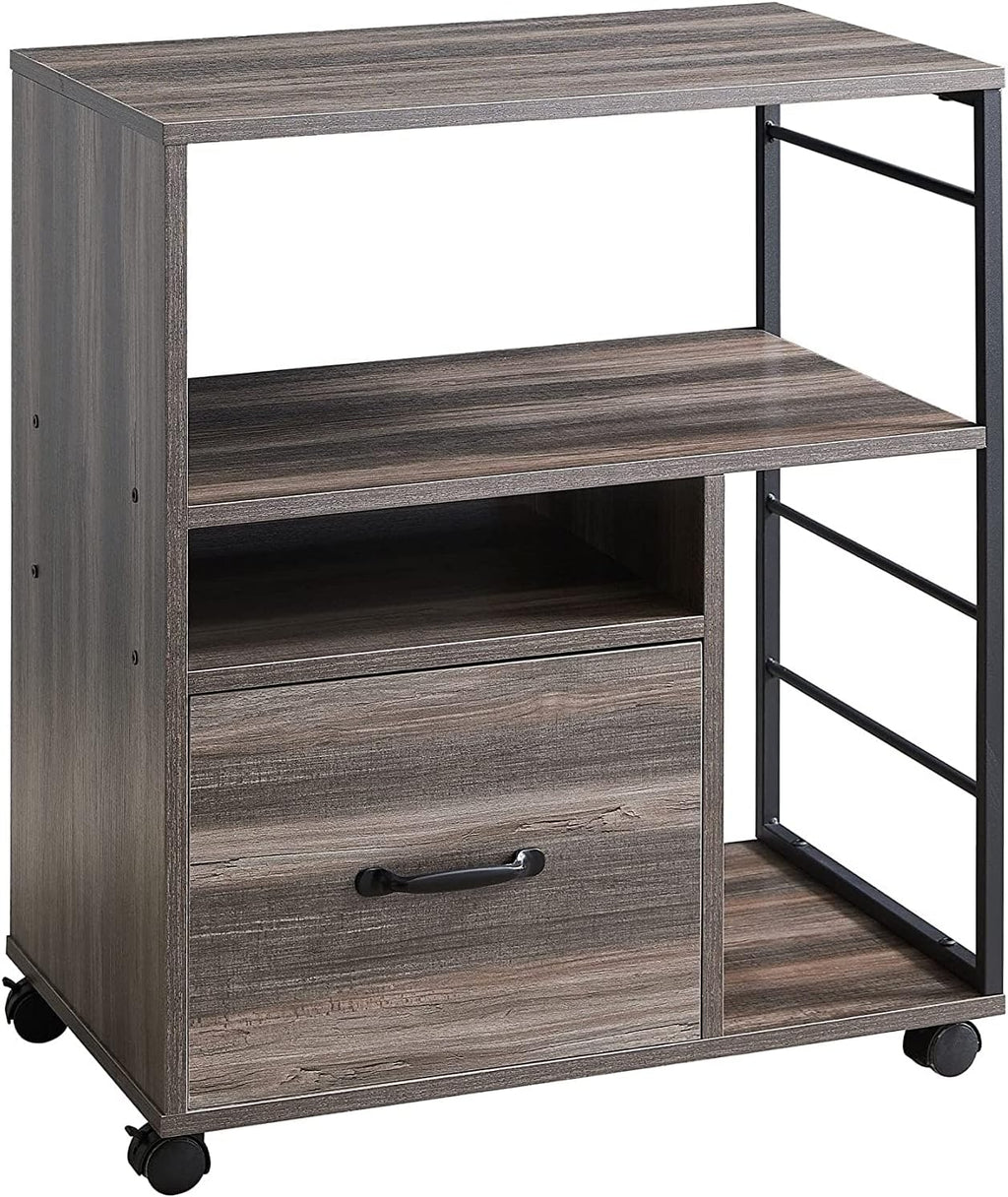 Retro Grey Mobile File Cabinet with Drawer R7484