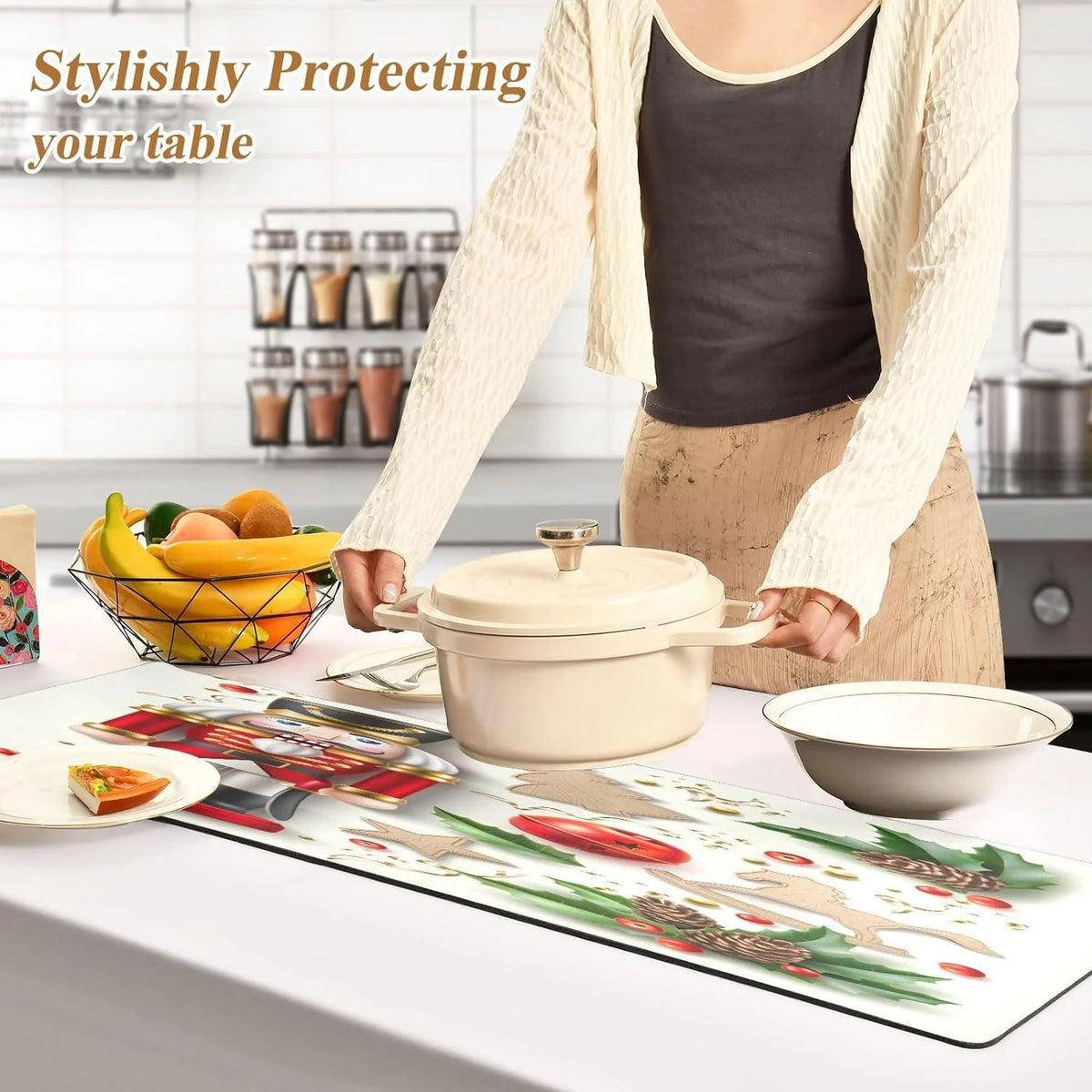 Nutcracker Christmas Trivets for Hot Pots and Pans Waterproof Table Mats B56648