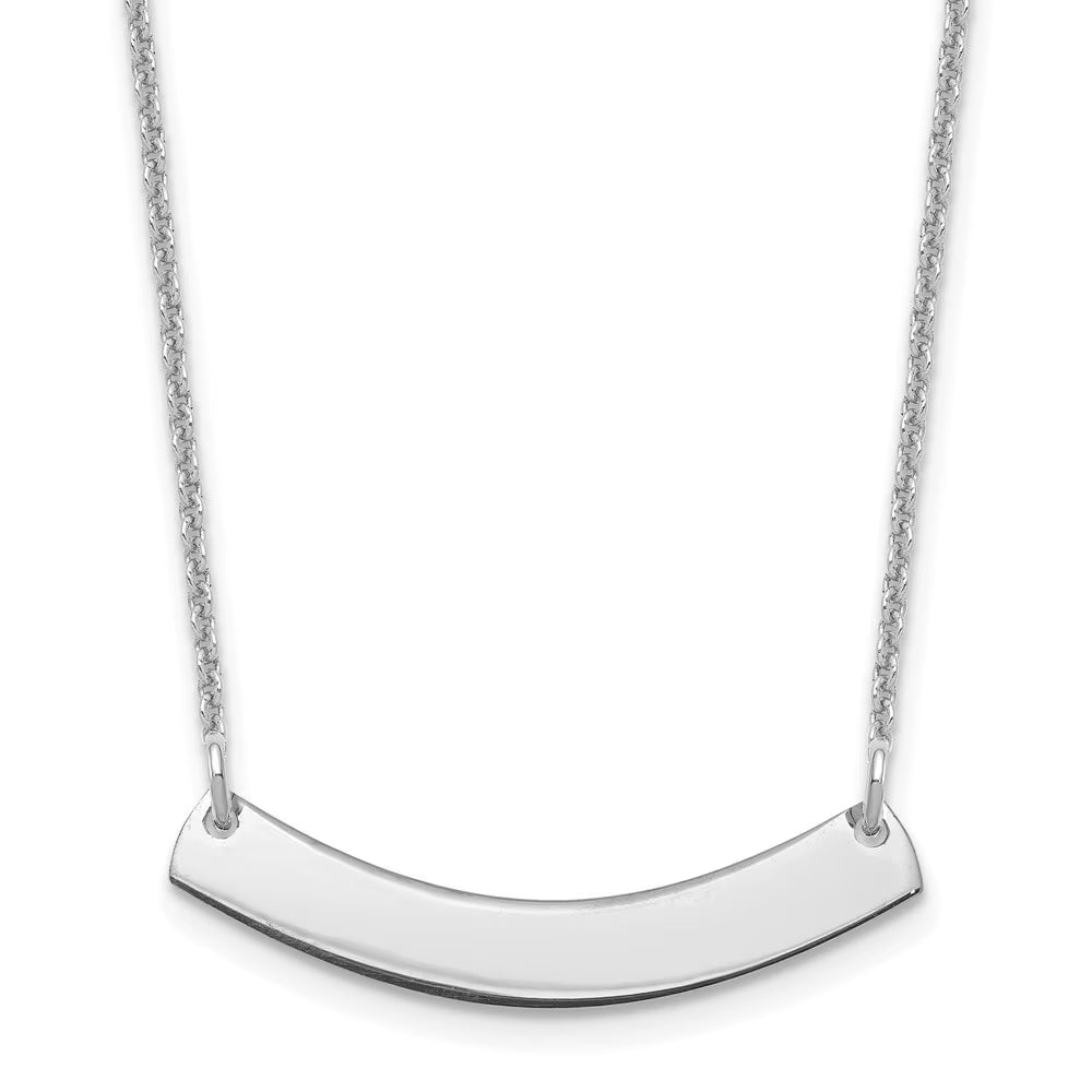 14k White Gold Curved Blank Bar Necklace W8182