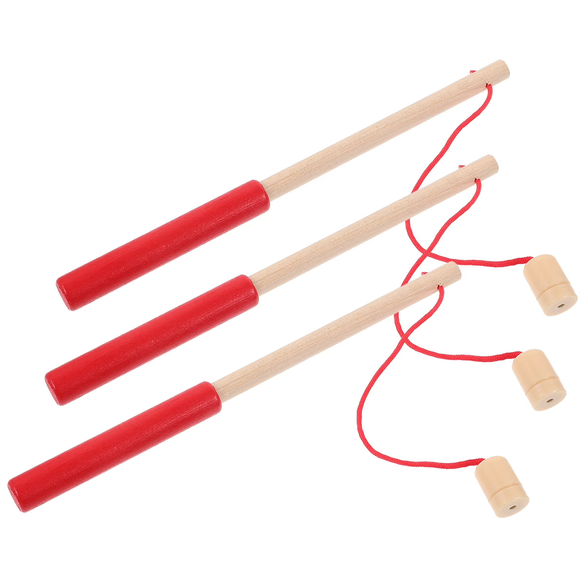 3pcs Kids Toy Magnetic Wood Fishing Poles Fishing Games Wooden Fishing Rod K943569