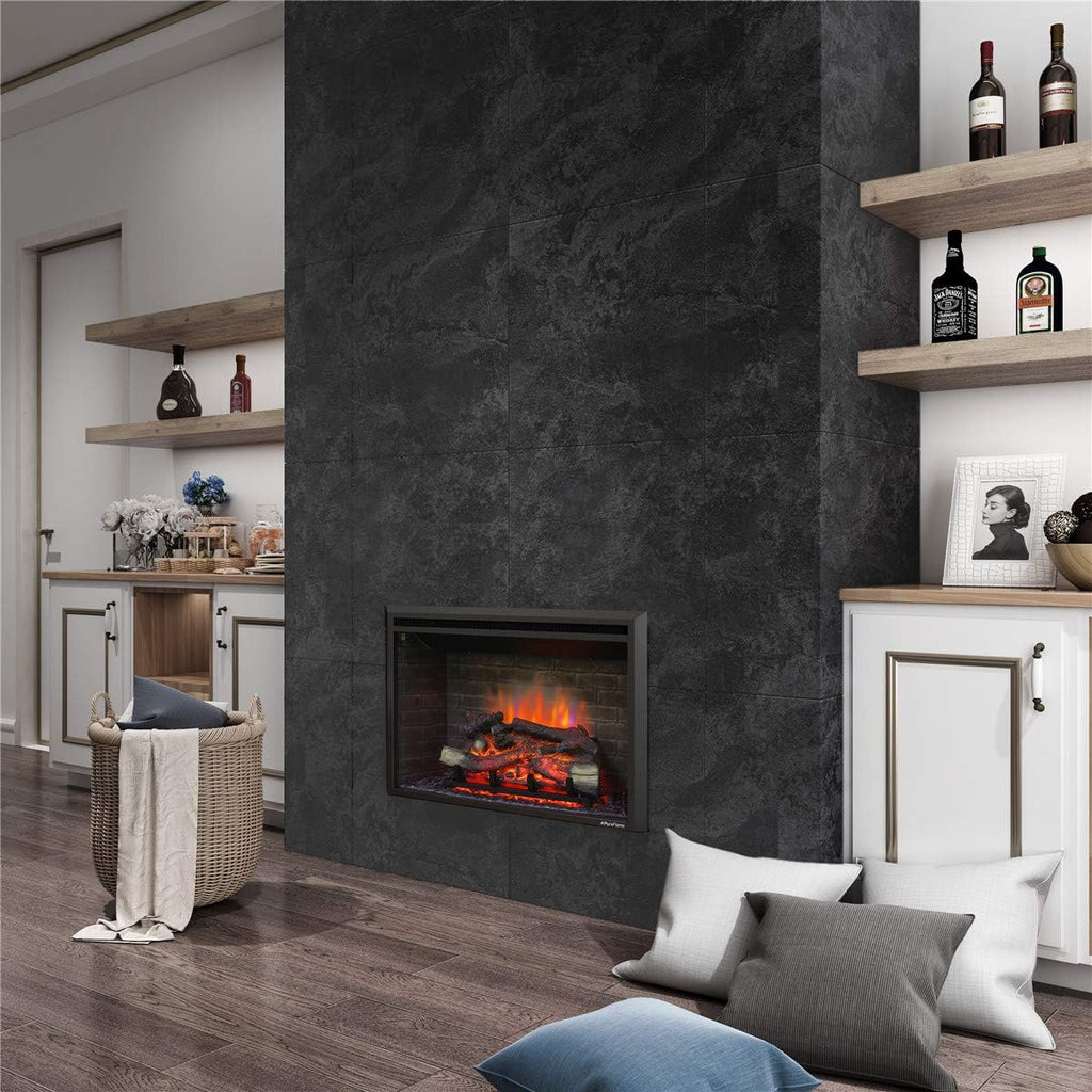 Black Electric Fireplace Insert with Remote Control, 750/1500W S873680