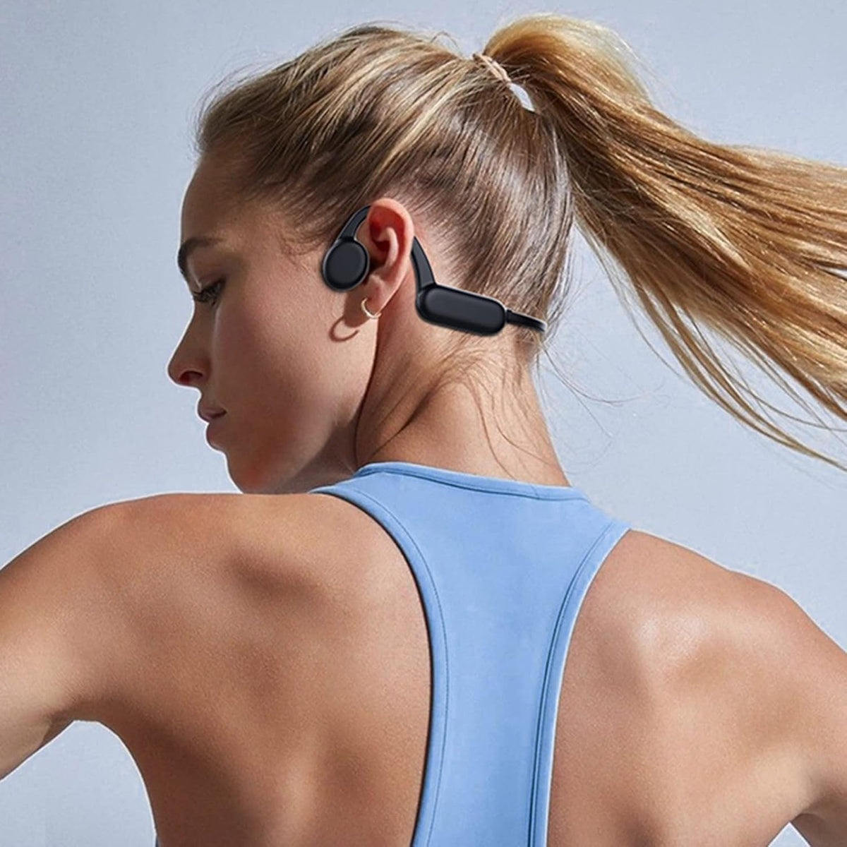 Black Bone Conduction Open Ear Headphones with Mic, 8G Memory, IPX 8 Waterproof, Pack of 2 X653006