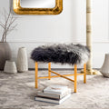 Grey Faux Sheepskin Bench P90099