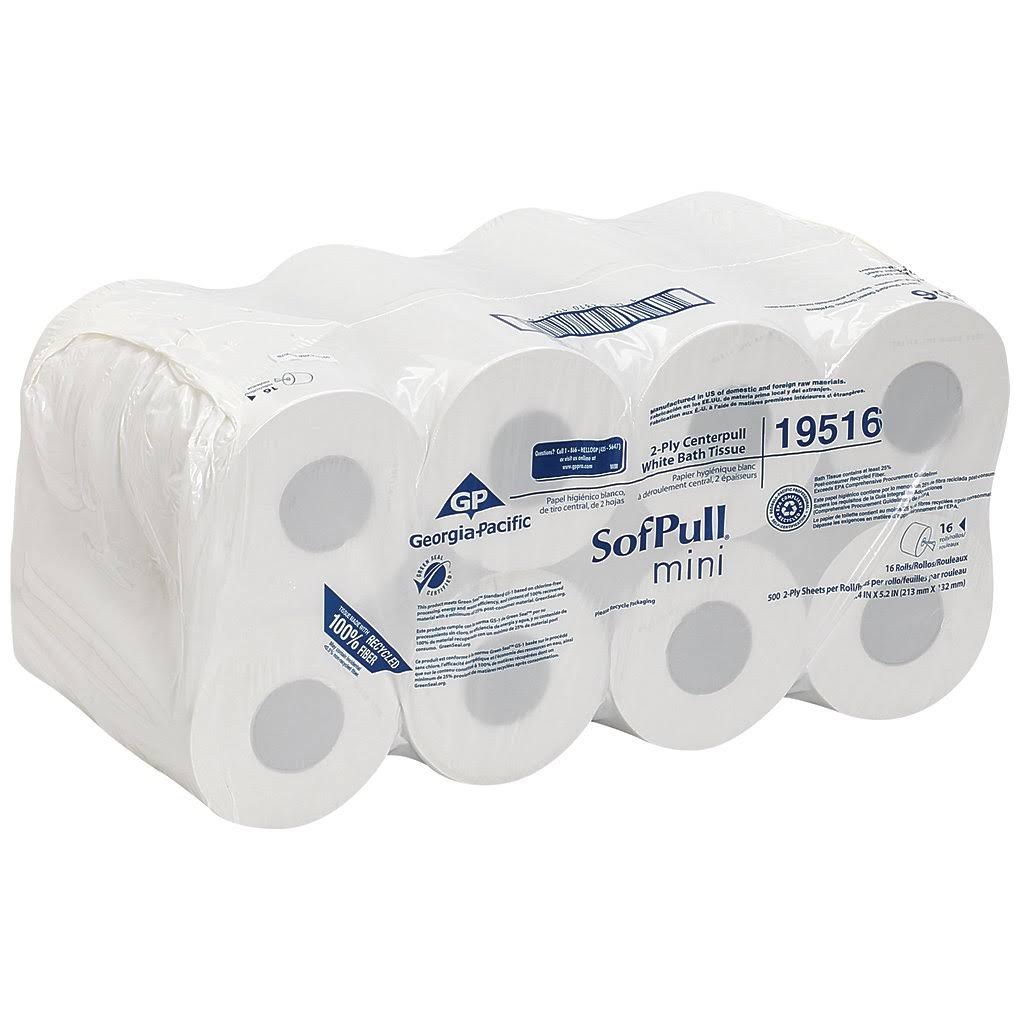 Mini Centerpull Bath Tissue, 2 Ply, White, 16 Rolls U435790