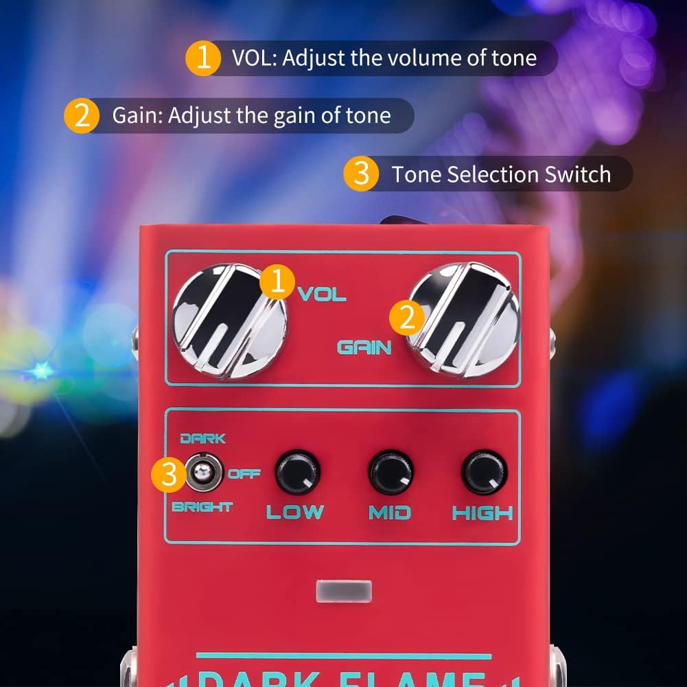 Modern Metal High Gain Distortion Guitar Effect Pedal Dark Flame R Series Distortion Pedal with Treble/Mid/Bass Knobs and Different Tone Style for Electric Guitar Pack of 2 R130