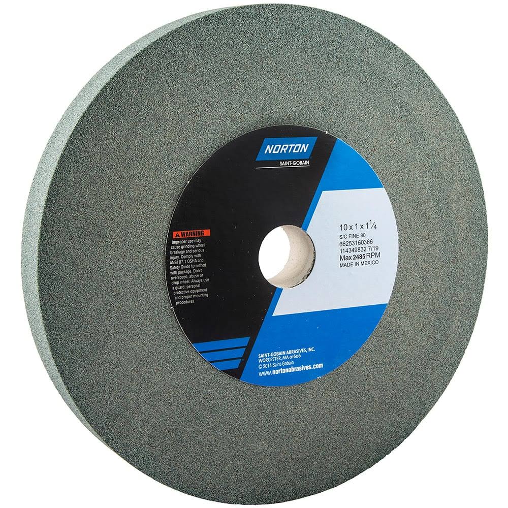 10x1x1-1/4 in. Silicon Carbide Bench and Pedestal Wheels, 80 Grit S35853