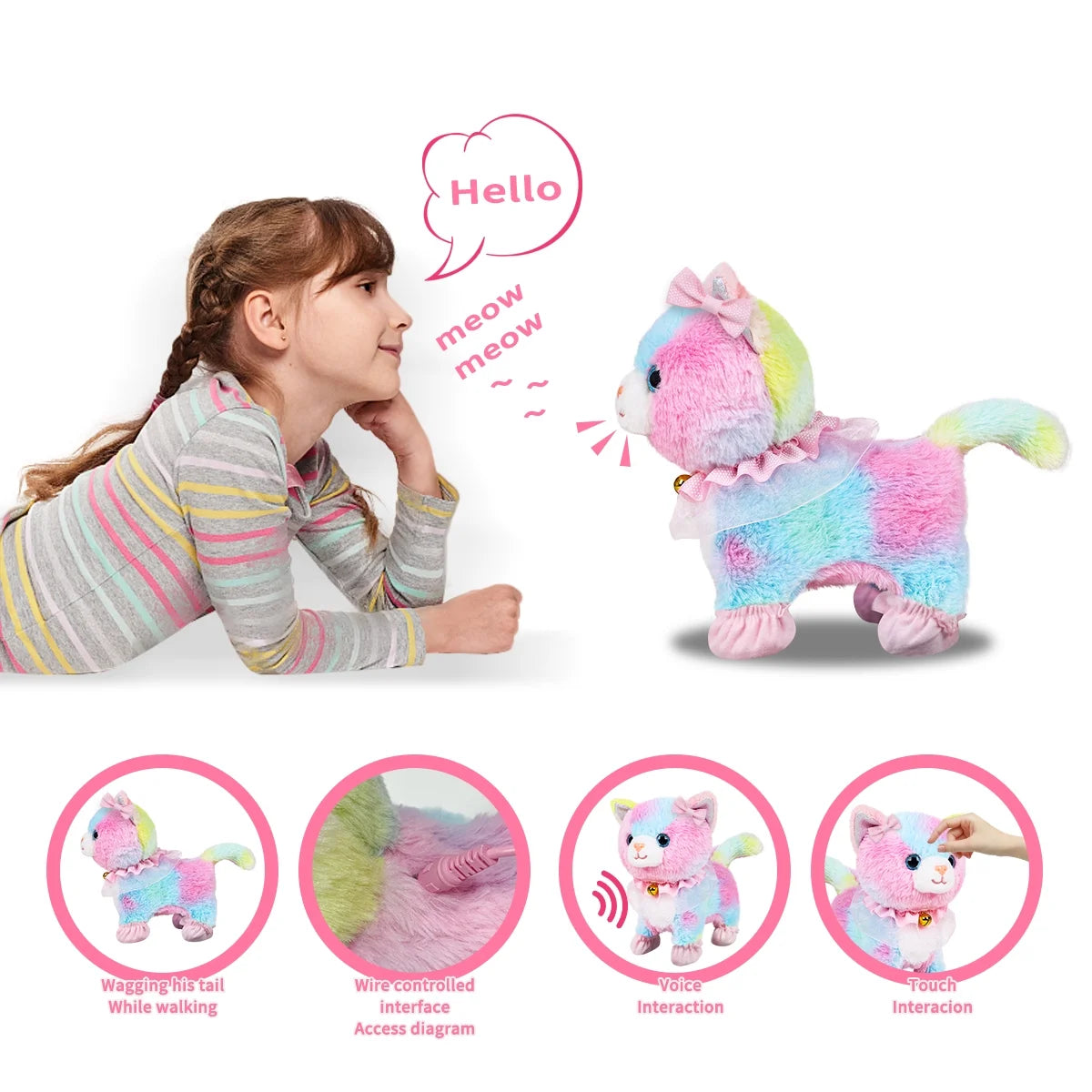 Interactive Plush Pet Cat with Remote Control Leash M869