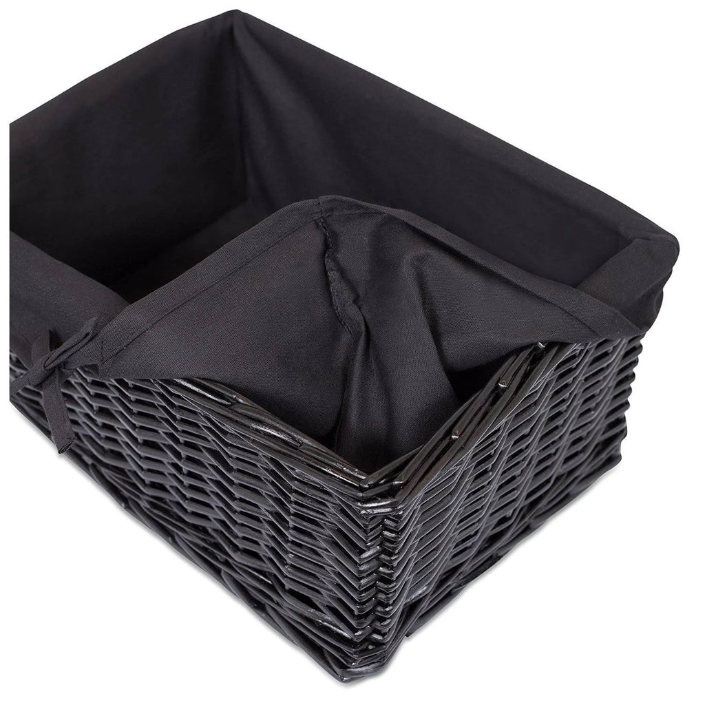 Woven Willow Baskets with Liner, Set of 5, Rectangular Storage Bins with Lids I186729