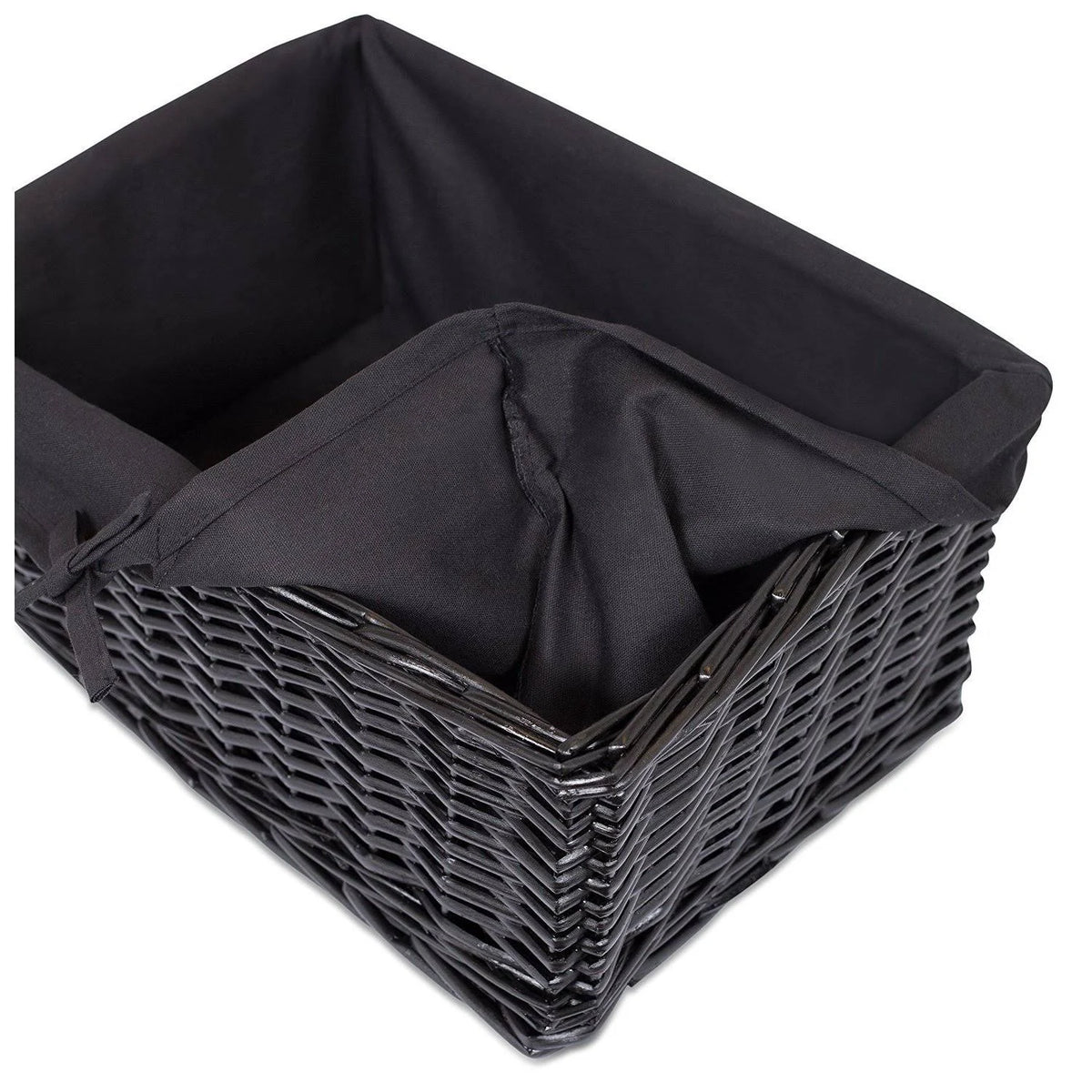 Woven Willow Baskets with Liner, Set of 5, Rectangular Storage Bins with Lids I186729
