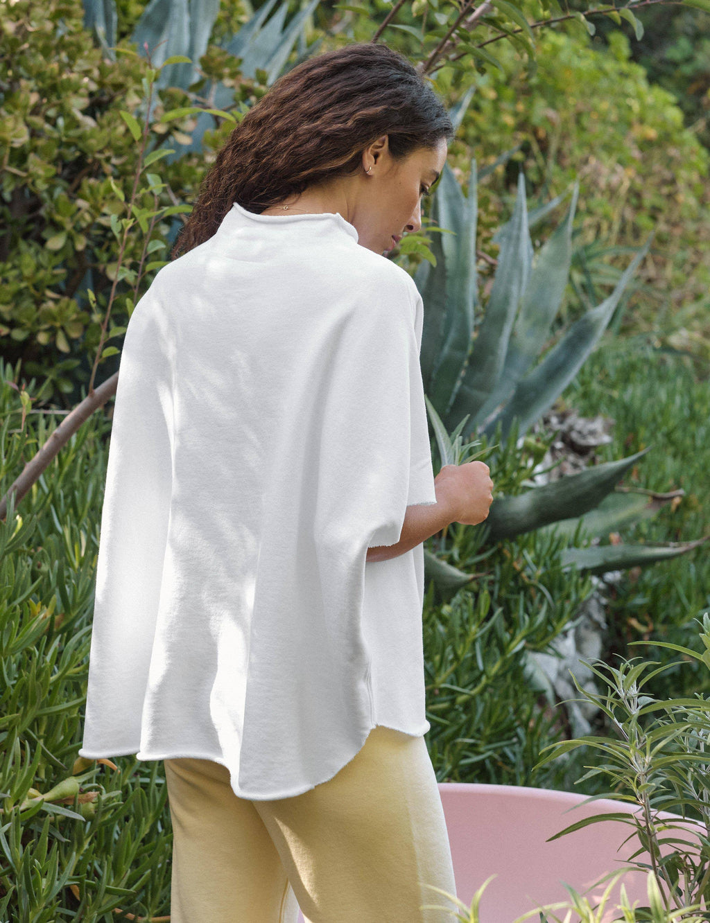 White Funnel Neck Capelet N2837