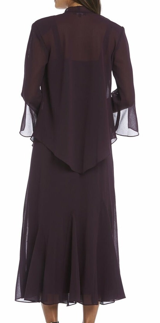 Chiffon Sleeveless Dress With Cardigan R7579