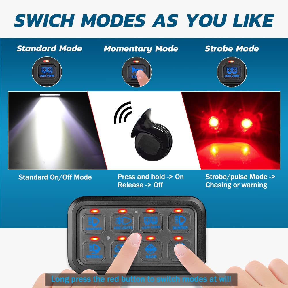 8 Gang Universal LED Car Touch Switch Panel B7827