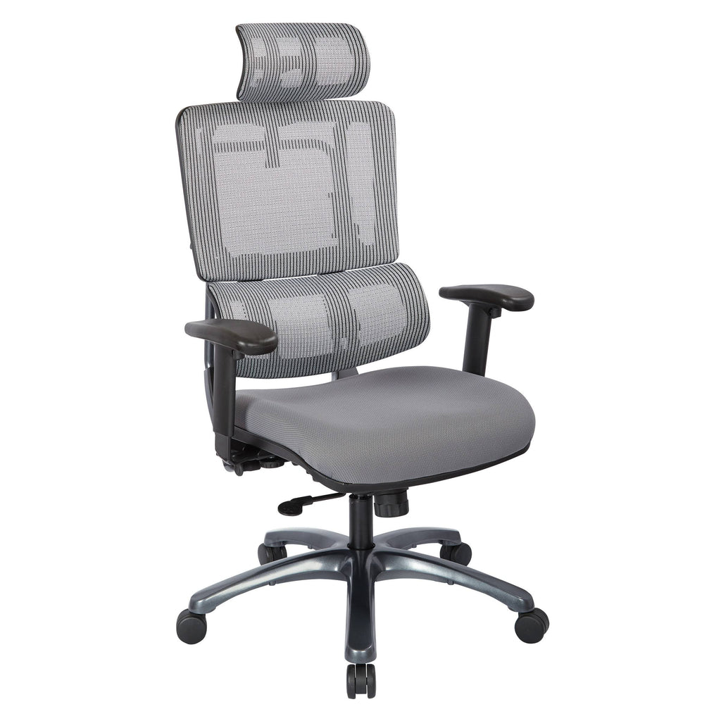 Grey Mesh Back Chair with Headrest T4666