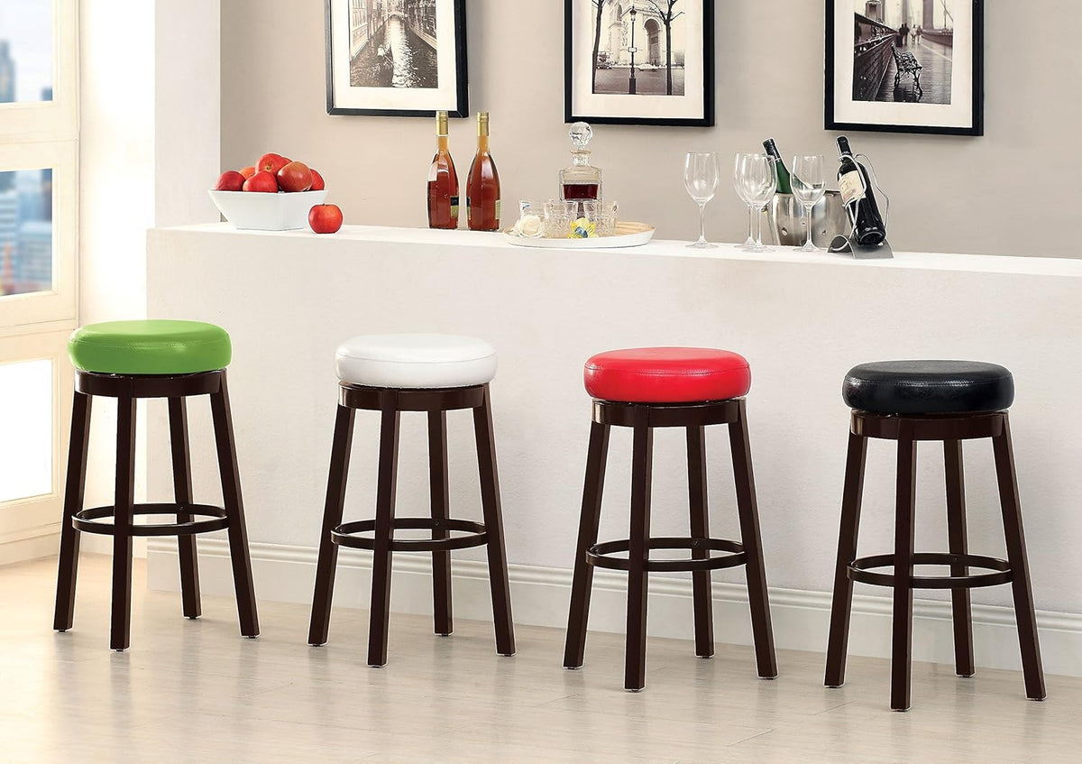 Green Leatherette and Wood Swivel Bar Stool, Set of 2 H2309