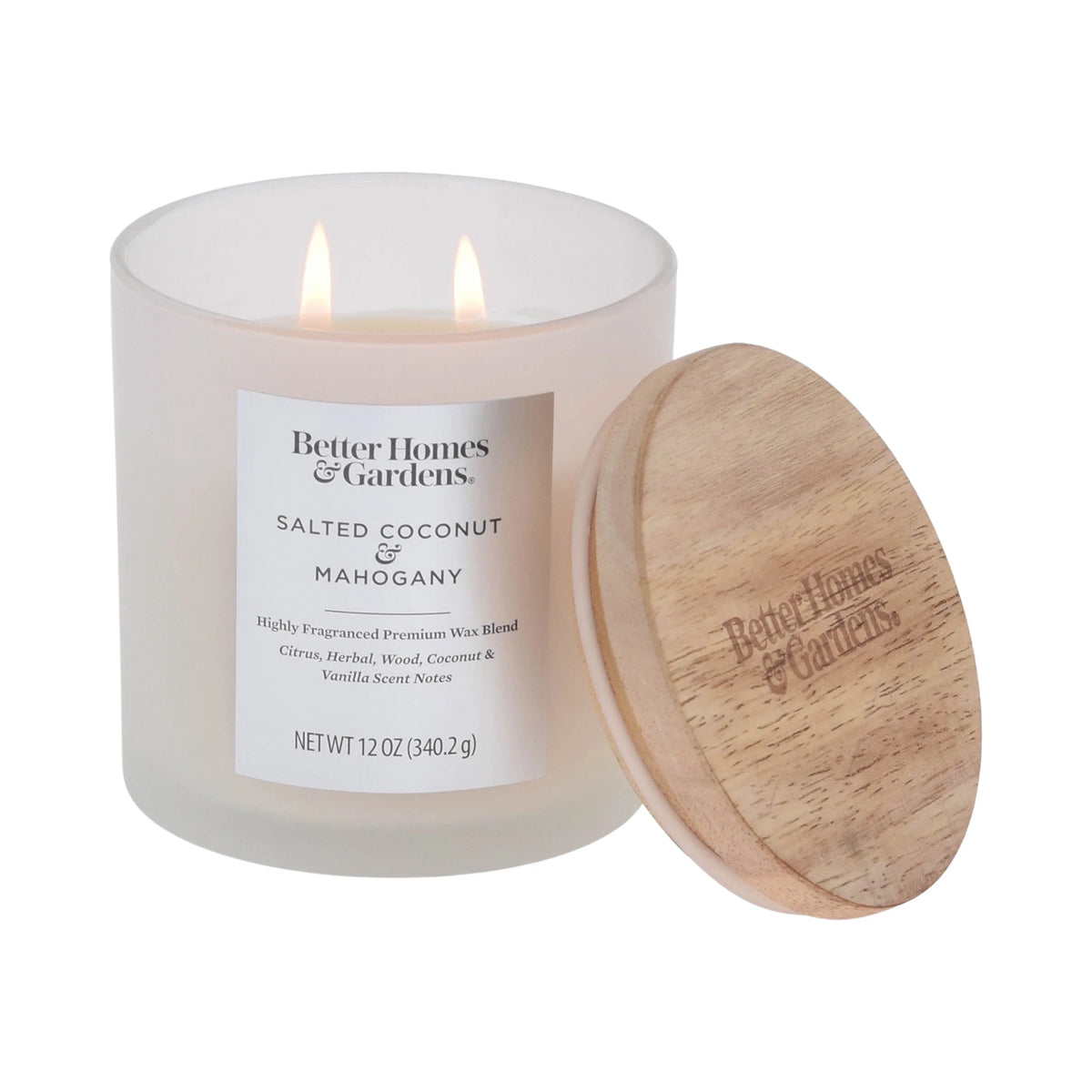 12oz Salted Coconut & Mahogany Scented 2-Wick Jar Candle C6391
