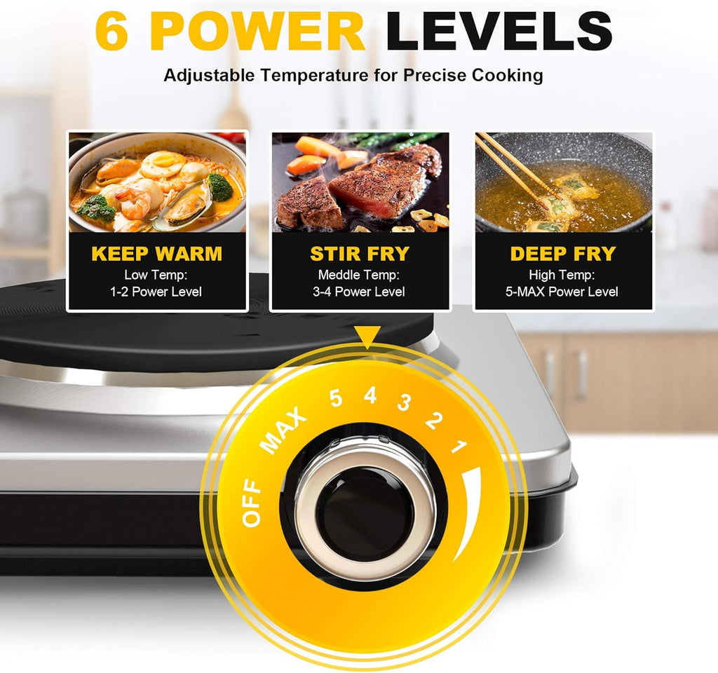 1800W Portable Electric Double Burner Hot Plate I306