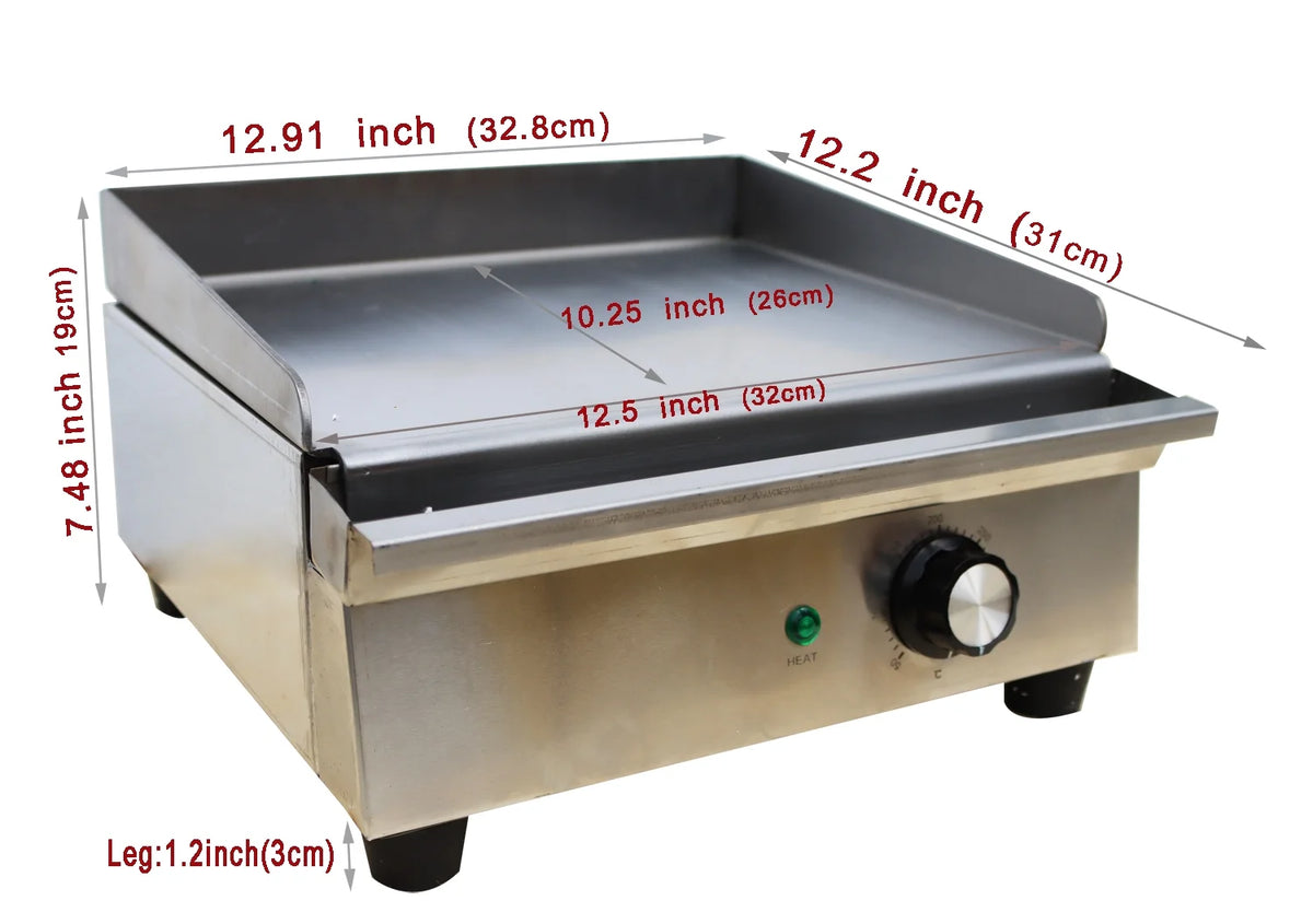 Electric Countertop Griddle Commercial Flat Grill Stainless Steel 110V U841110