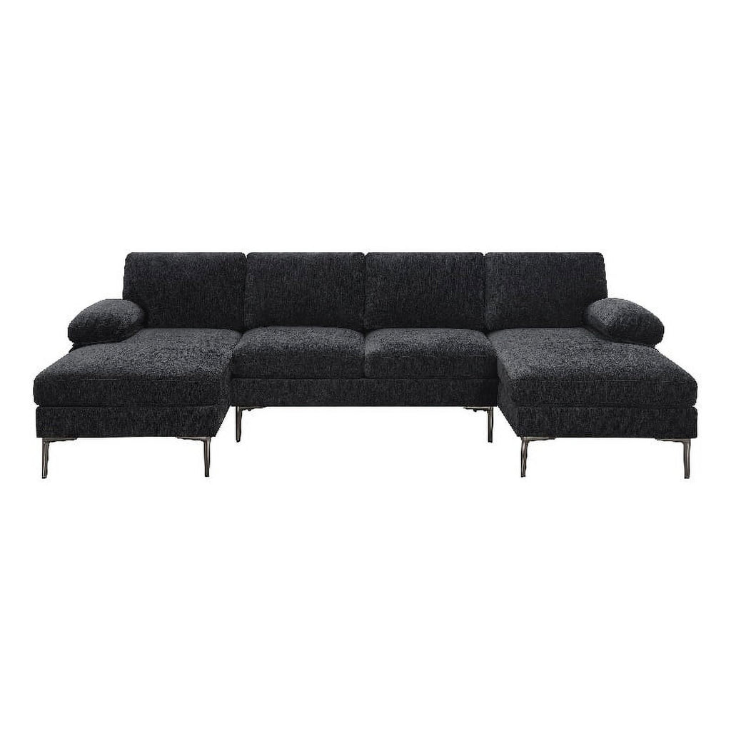 Black Upholstered Sectional L498