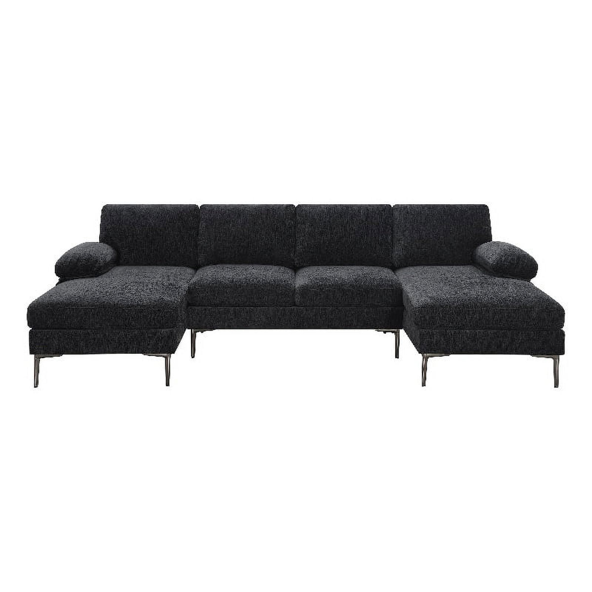 Black Upholstered Sectional L498