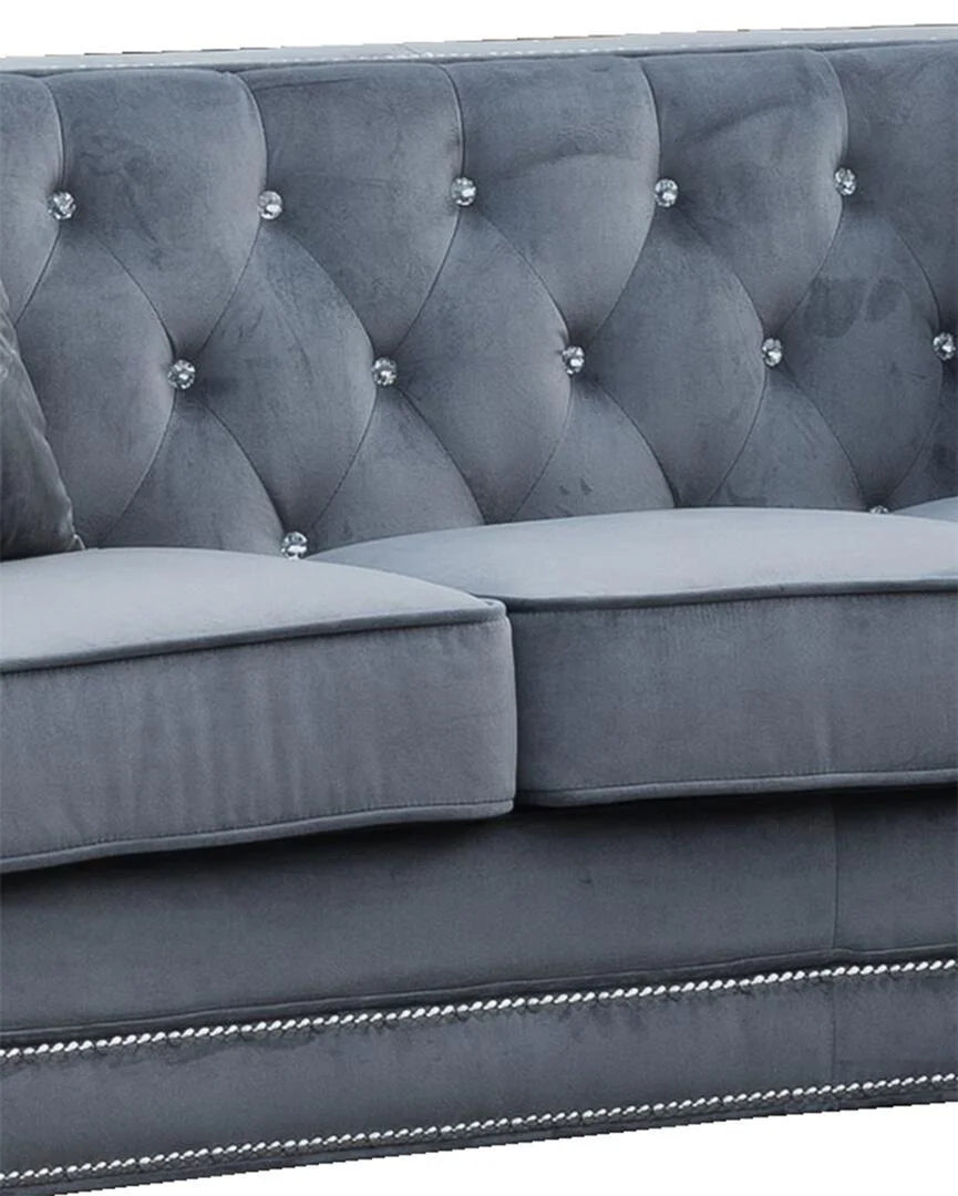 Gray Fabric Sofa & Loveseat Set 2Pcs with Steel Legs S915