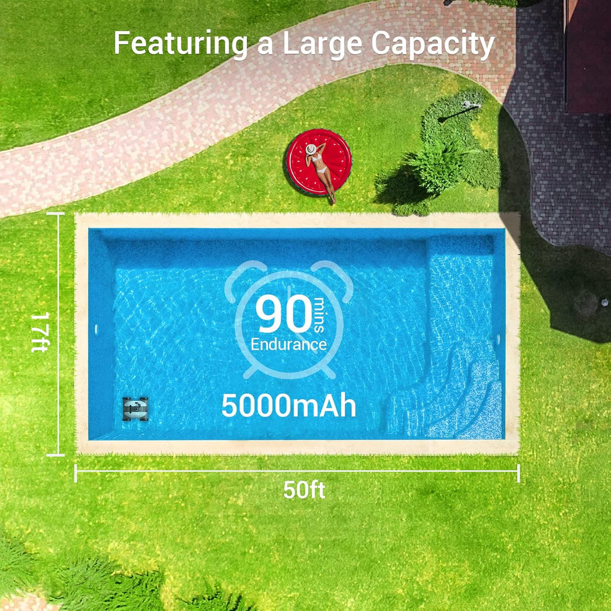 Cordless Robotic Pool Cleaner with Dual-Drive Motors B34445