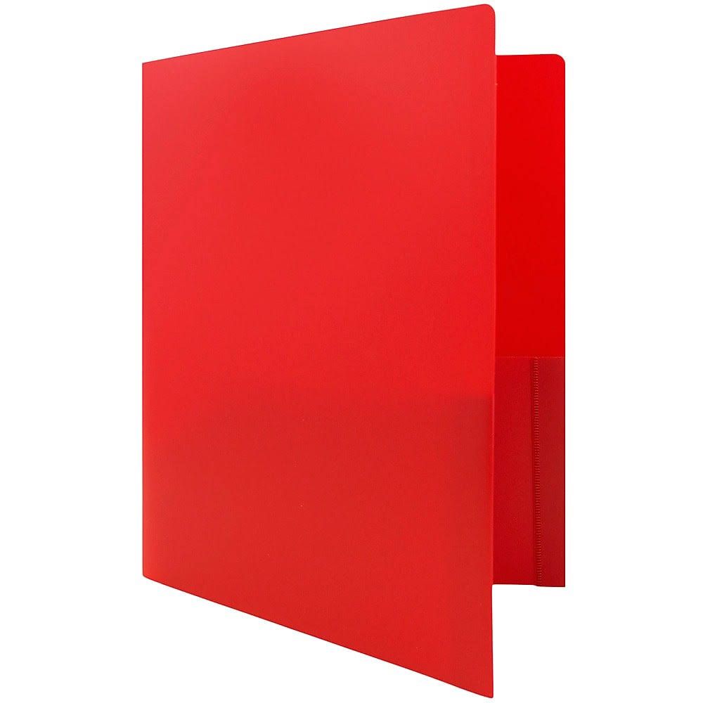 Red Heavy Duty Plastic Two Pocket Presentation Folders - 108/pack K725952