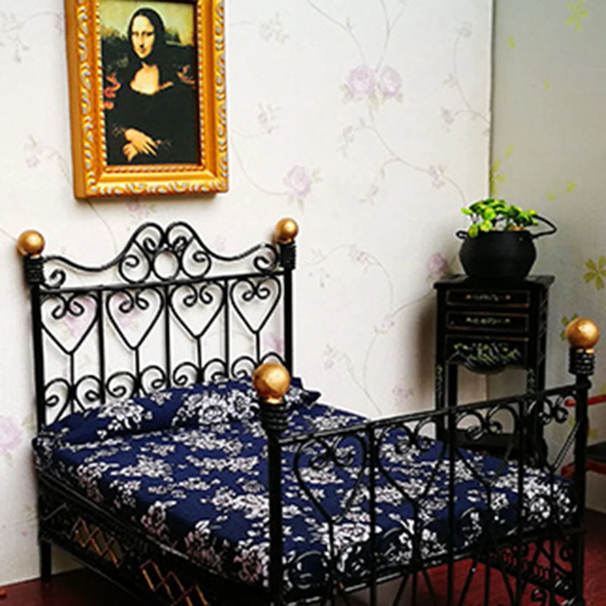 Metal Mini Double Bed Dollhouse Bed N975701