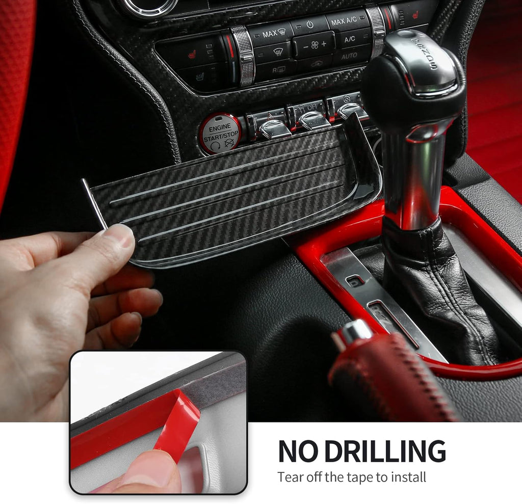Carbon Fiber Gear Shift Storage Organizer Trim Cover, Pack of 2 S8514