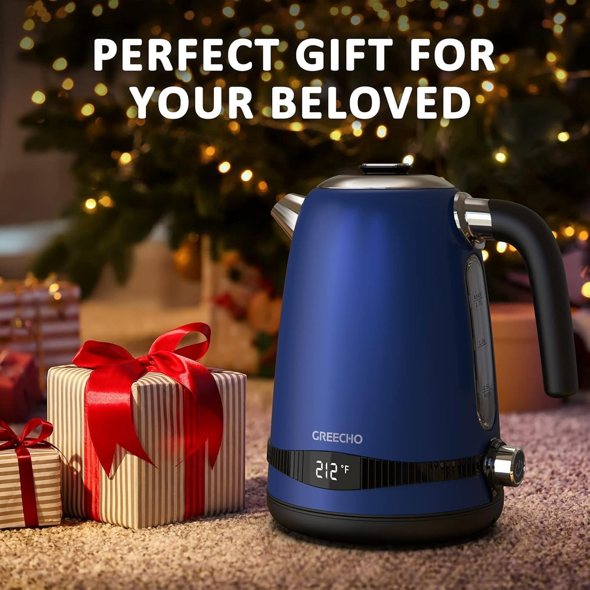 1.7L Electric Kettle with LED Display & 7 Heat Settings, 304 Stainless Steel, Pack of 2 J975
