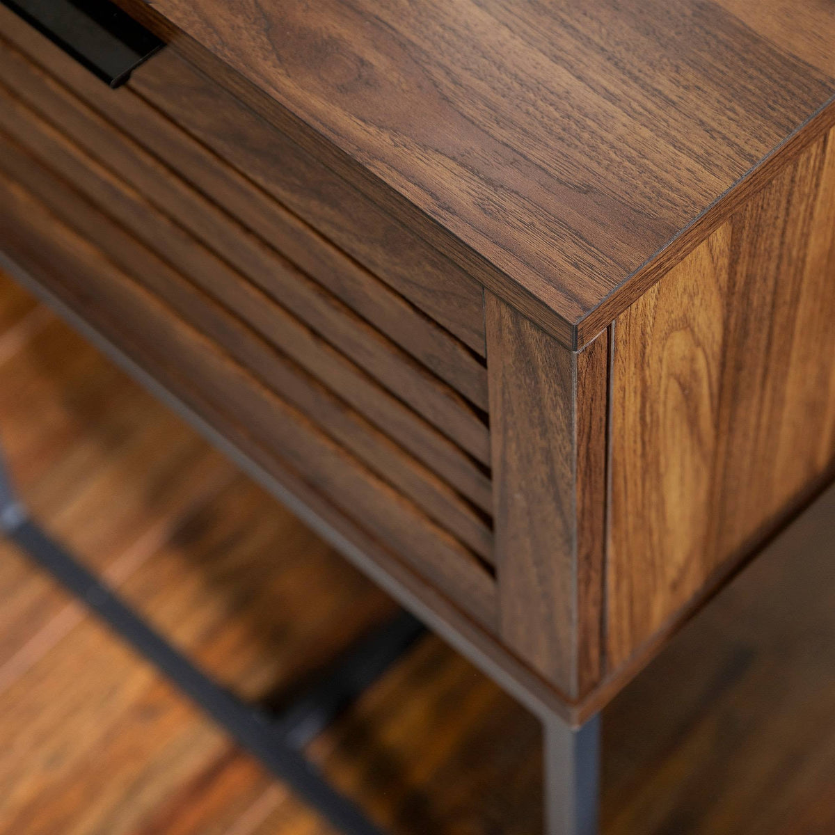 Dark Walnut Slat Side Table T77230