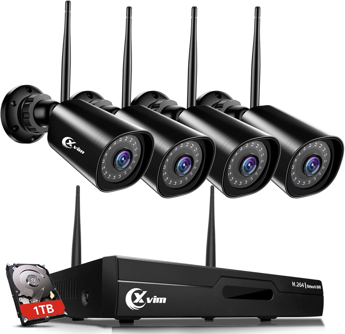 3MP 4PCS Wireless Security Camera System with 1TB HDD NVR P247